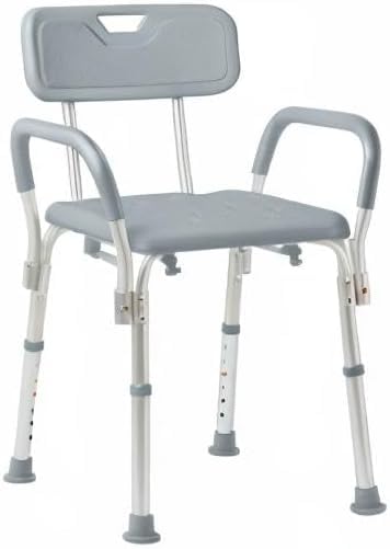 Dr. Dunley Bath Chair for Seniors, Shower Seat with Back, Suction Feet, Non-Slip Adjustable Height Shower Bench for Elderly, 350lb Weight Capacity (Removable Backrest)