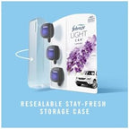 Febreze LIGHT Odor-Fighting Car Freshener Vent Clip Lavender, 06 oz, Pk of 3 and Storage Case, Beige