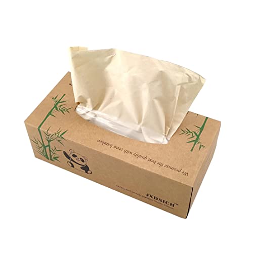 JXDSICH Bamboo Facial Tissues，soft nature bamboo facial tissue,100% virgin bamboo,Bulk carton of 8 boxes (100 Tissues per boxes,800 Tissues Total) | kraft paper Box, 3 Ply tissues