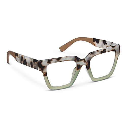 Peepers by PeeperSpecs Oprah's Favorite Women's Take a Bow Square Blue Light Blocking Reading Glasses - Chai Tortoise/Green +2.00