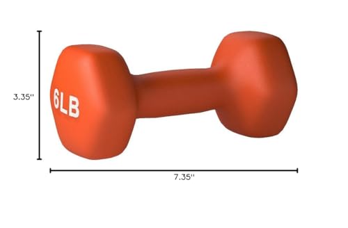 Amazon Basics Neoprene Dumbbell Hand Weights, 6 Pounds, Pair, Orange