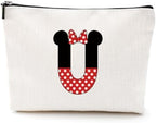 Cute Cartoon Mouse Gifts Initial A-Z Personalized Makeup Bag Monogrammed Cosmetic Bags Magic Mouse Stuff Funny Mouse Themed Gifts Mouse Lover Gifts Wizard Gifts Birthday Gifts for Women Girls (U)