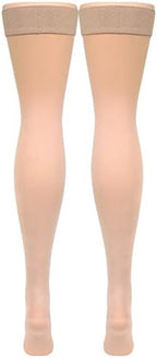 Truform Women's Compression Stockings, 20-30 mmHg, Thigh High Length, Closed Toe, Opaque, Beige, Small