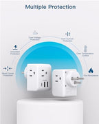 2 Pack Israel Power Adapter, One Beat Israel Travel Plug Adapter with 3 American Outlets 3 USB Ports(1 USB C), 6 in 1 Type H Travel Adapter Plug Converter for US to Israel, Jerusalem, Palestine