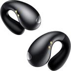 Ultra Open Ear Earbuds - Ergonomic Clip-On Earbuds, Bone Conduction Over-The-Ear Headphones with Waterproof Design and Secure Fit for Small Ears, Obsidian Black