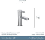 Moen Beric Matte Black Modern One-Handle Single Hole Bathroom Faucet with Drain Assembly and Optional Deckplate for Your Bath Sink, 84774BL
