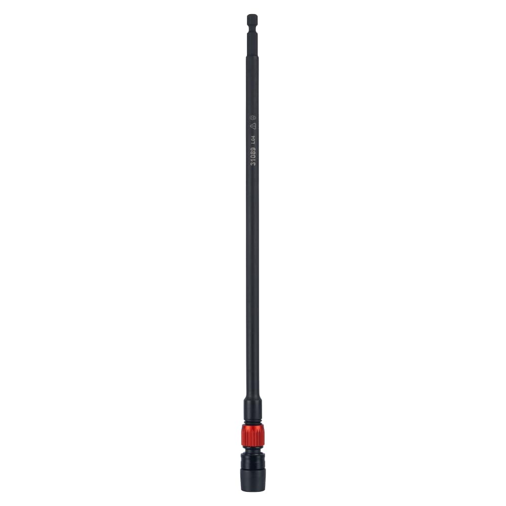 Klein Tools 31089 12-Inch Dual-Lock Extension, 1/4-Inch Hex Shank Impact Bit Holder, Quick-Release Locking Mechanism with Secondary Twist Lock, Compatible with Impact Drivers and Drills