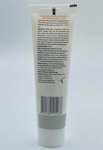 9% Intensive Panthenol Cream with Aloe Vera & Hyaluronic Acid | Deep Moisturizing, After Sun & Tattoo Care, Hair Transplant for All Skin Types, 3.4 Oz/ 100 ml