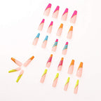 Long Fake Nails Tips - Coffin Luxury Press on Nails Pink Acrylic Ballerina Reusable False Nails for Women and Girls 24Pcs