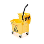 Amazon Basics Commercial Side Press Wringer Floor Cleaning Mop Bucket on Wheels, 35-Quart, Yellow