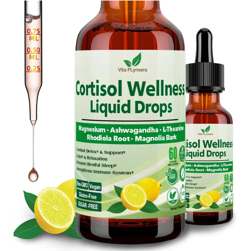 Cortisol Supplement Liquid Drops, 17-In-1 Cortisol Detox W. Magnesium Glycinate