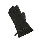 Morsø Kaminhandschuh, Links – hitzebeständiger Ofenhandschuh aus dickem Leder, Grillhandschuh für In- und Outdoor, im cleanen Design, Schwarz
