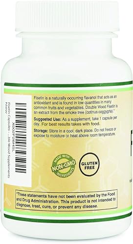 Fisetin Supplement - 100mg of Bioactive Flavnonols, 60 Count (Bioflavonoid Polyphenols Supplement Similar to Apigenin, Luteolin, and Quercetin) Aging Support Senolytic by Double Wood (Pack of 2)