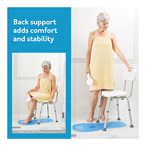 Carex Shower Chair With Back, Bath Chair and Shower Seat For Elderly, Handicap, and Disabled, 350lbs, Easy Assembly