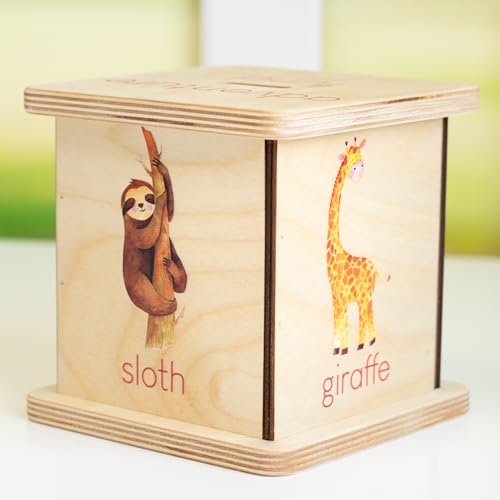 Wooden Piggy Bank for Kids and Adults, Personalized Gift Handmade in USA by BloomOwl, Custom Piggy Bank, Personalized Banks for Kids, Gifts for Baby Boys and Girls (Safari)