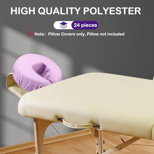Macarrie 24 Pcs Face Cradle Covers for Massage Table Microfiber Reusable Soft Thicker Massage Table Head Rest Covers Bulk Oil Proof Headrest Cradle Sheets for Spa Beauty Salons(Purple)
