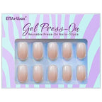 BTArtbox Square Ombre Press On Nails -Soft Gel Press On Nails Short with Nail Glue, 15 Sizes - 30 Reusable Fake Nails Kit, Vanilla Cream