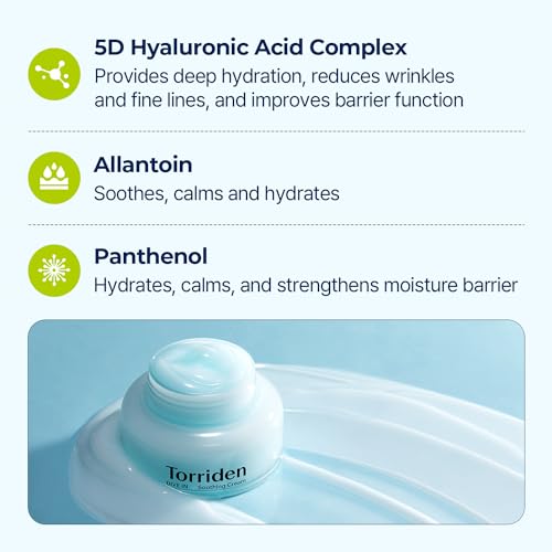 Torriden DIVE IN Hyaluronic Acid Soothing Cream 100ml (3.38 fl. oz) | Revitalizing Facial Moisturizer for Sensitive and Dry Skin | Hyaluronic Acid, Panthenol, Allantoin