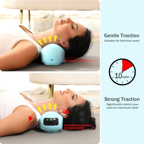 USUIE Red Light Therapy Neck Traction Pillow, Neck Stretcher for Neck Pain Relief, Cervical Traction Device for Tension Headache and Neck Hump Corrector with 10000 mAh Power Bank