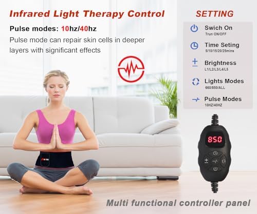 Red Light Therapy Wrap Belt for Body Shoulder Waist Muscle Knee Leg Pain Relief Relax，660nm&850nm Near Infrared Light Therapy Timer Remote Control