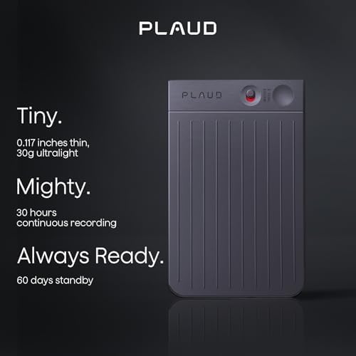 AI Voice Recorder, Note Voice Recorder w/Case, App Control, Transcribe & Summarize with AI Technology, Support 112 Languages, 64GB Memory, Audio Recorder for Lectures, Meetings, Calls, Black