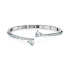 Swarovski Mesmera Bangle Bracelet, Heart-Shaped Clear Crystals on a Rhodium Finish Cuff, Size M, from the Attract Soul Collection
