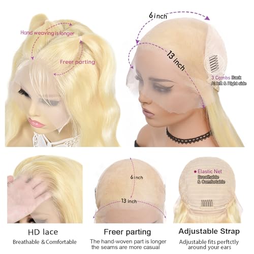 Alipeacock 613 13x6 Lace Front Wig Human Hair 200% Density Body Wave Blonde Lace Front Wigs Human Hair Pre Plucked Blonde Wig Human Hair 613 30inch