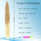 Curly Braiding Hair 30 Inch Ocean Wave Crochet Hair for Black Women Long Deep Wave Wet and Wavy Braiding Hair For Boho Braids (27/613, (Pack of 6))