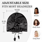 PARISBELLA Reversible Silky Satin Bonnet for Sleeping, Smooth As Silk Hair Wrap for Sleeping, Adjustable Satin Sleep Cap for Women, Stylish Turban for Curly Hair, Black, Pack of 1
