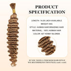 Blonde Human Braiding Hair for Boho Braids 1 Bundle 55g 18 Inch #27 Deep Wave Bulk Human Boho Hair for Braiding No Weft Bundle 100% Brazilian Virgin Hair Extensions Curly for Boho Knotless Braids