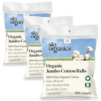 Sky Organics Organic Jumbo Cotton Balls for Sensitive Skin, 100% Pure Organic Cotton Sustainably Grown, Chlorine Free, Hypoallergenic, Ultra-Soft and Absorbant for Beauty&Personal Care, 300 ct