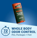Mando Whole Body Deodorant For Men - Smooth Solid Stick - 72 Hour Odor Control - Aluminum Free, Baking Soda Free, Skin Safe - 2.6 Ounce (Pack of 2) - Clover Woods