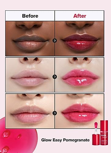 I DEW CARE Lip Gloss - Glow Easy Pomegranate | Jojoba Seed Oil, Vitamin C, Pigmented Glossy Stain, Hydrating, Korean Makeup, Pink Color, Moisturizing, Nourishing Crystal Glass Clear, 0.20 FL Oz