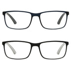 Foster Grant Men's Tatum 2-Pack Rectangle Reading Glasses, Navy, Black, 39 mm, 2 Diopters