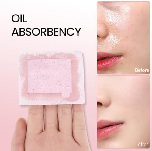 Erinde Oil Blotting Sheets for Face with Mirror and Puff, 300 Sheets Oil Blotting Paper for Oily Skin, Face Oil Absorbing Sheets, Natural Oil Control Film, Absorb Excess Oil, Makeup Friendly
