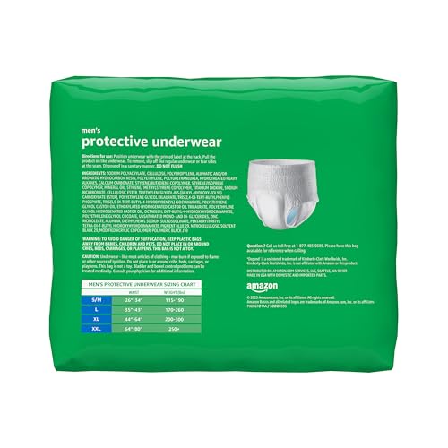 Amazon Basics Incontinence Underwear for Men, Maximum Absorbency, X-Large, 48 Count (3 Packs of 16)
