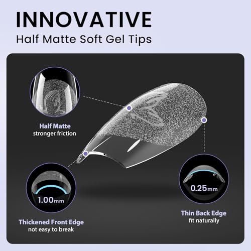 BTArtbox Short Coffin Fake Nails - 320pcs Short Nail Tips Pre-shape Half Matte Soft Gel Tips, Full Cover Clear Acrylic False Nails fot Nail Extension Home DIY Nail Salon