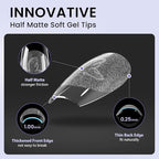 BTArtbox Short Coffin Fake Nails - 320pcs Short Nail Tips Pre-shape Half Matte Soft Gel Tips, Full Cover Clear Acrylic False Nails fot Nail Extension Home DIY Nail Salon