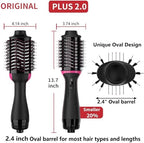 Plus 2.0 Dual Voltage Hair Dryer Brush with European Plug, Blow Dryer Brush for European Travel 125V - 240V One Step Hair Dryer and Styler Volumizer with Negative Ion Anti-frizz Styling Brush