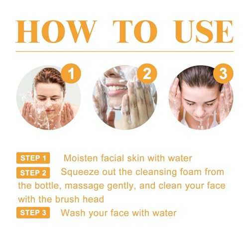 Turmeric Glow Wash Face Wash With Brush, Deep Cleansing Scrub Exfoliating Turmeric Foaming Facial Cleanser For All Skin. (100ml)