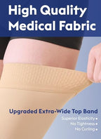 Thigh High Compression Stockings Closed Toe for Men & Women, Opaque, KEKING 15-20mmHg Graduated Compression Leg Support Hose with Silicone Band - Swelling, Varicose Veins, Edema, DVT, Beige Small