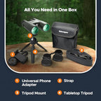 Adorrgon 15x45 HD Binoculars for Adults High Powered with Phone Adapter, Tripod and Tripod Adapter - Large View Binoculars with Clear Low Light Vision for Bird Watching Cruise Travel