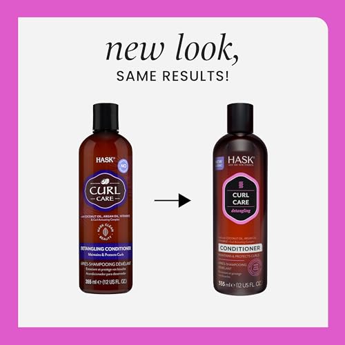 HASK CURL CARE Shampoo + Conditioner Set Coconut and Argan Oil, for Curly Hair Types, Vegan, Color Safe, Gluten-Free, Sulfate-Free, Paraben-Free, Cruelty-Free - 1 Shampoo and 1 Conditioner