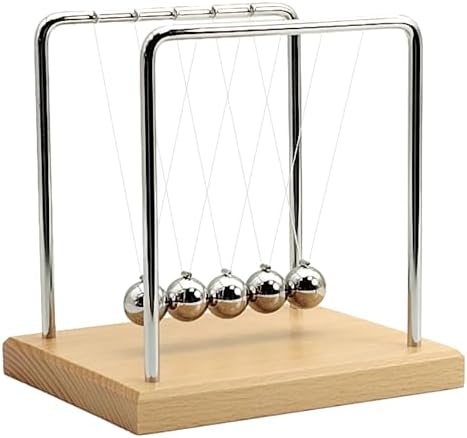 QLKUNLA Newtons Cradle Balance Balls Science Physics Gadget Desktop Decoration Kinetic Motion Toy for Home and Office (Beech,5 Balls)