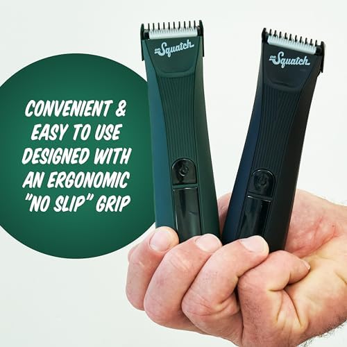 Dr. Squatch Groin Guardian Electric Trimmer with Squatch-Shield Technology™ Groin & Body Hair Trimmer, Cordless Trimmer with Built-in LED Light, Black