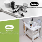 Y&M 2-Tier Bathroom Bench Shower with Waterproof Storage Shelf, HDPE Towel & Shower Head Shelves Curved Seat, Small Tub Chair for Shaving Legs Foot Stool, Bath, Spa, Indoor or Outdoor Use, White