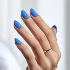 BTArtbox Press On Nails Short - Blue Press On Nails, Oval Fake Nails with Nail Glue, Fit Perfectly & Reusable Glue On Nails in 16 Sizes Nail Kit, Navy Nights