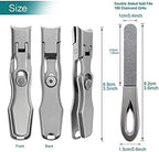 Nail Clippers for Men Thick Nails Laqrge Wide Jaw Opening Long Handle Heavy Duty Ultra Sharp Toe Nail Clippers No Splash Fingernail Clipper for Seniors,Adult, Women (Silver with File)