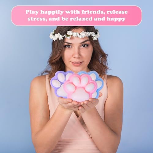 3pcs Big 5in Squishy Cat Paw Squeeze Toys,Cat Paw Squishy,Cute Kawaii Squishies,Fur Ball,Jelly Kitty Funny Fidget Toys Novelty Things Suitable for Adults Kids