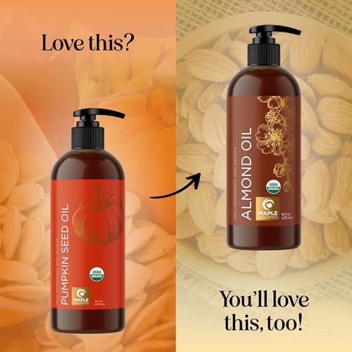 Pumpkin Seed Oil Organic Certified - 100% Pure Organic Pumpkin Seed Oil for Hair Growth and Anti Aging Face Oil - Organic Hair Oil for Dry Hair and Growth - Virgin Cold Pressed & Unrefined (16oz)